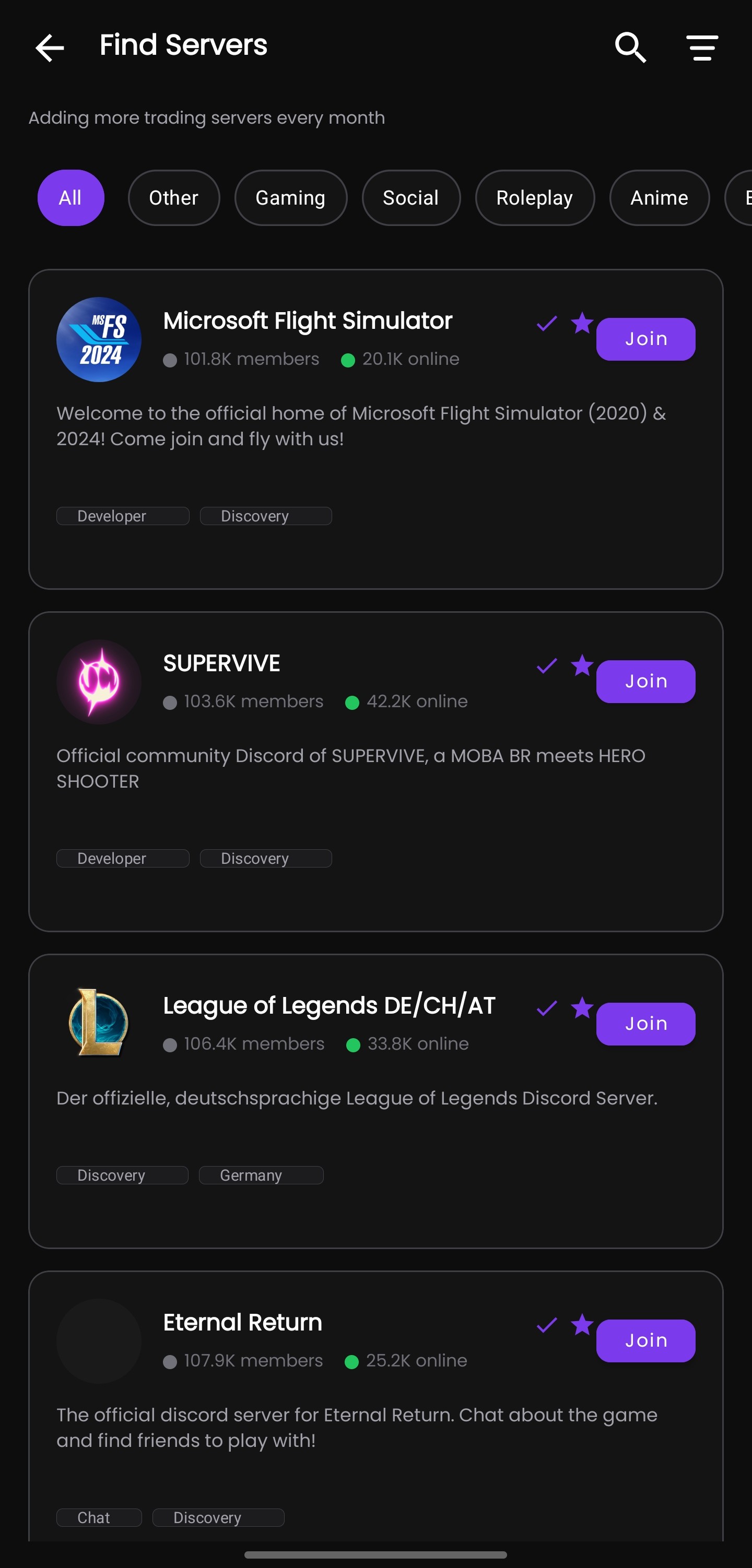 WiseCord - Find Servers Page